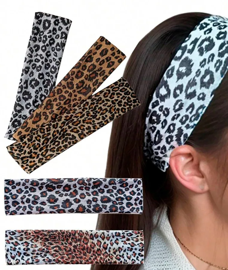 Diademas elásticas con estampado de leopardo de Shein.