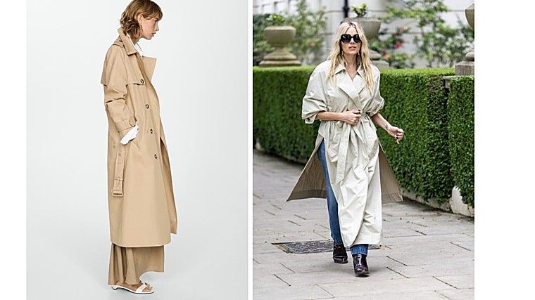 Sienna Miller con gabardina de la colección de Victoria Beckham para Mango