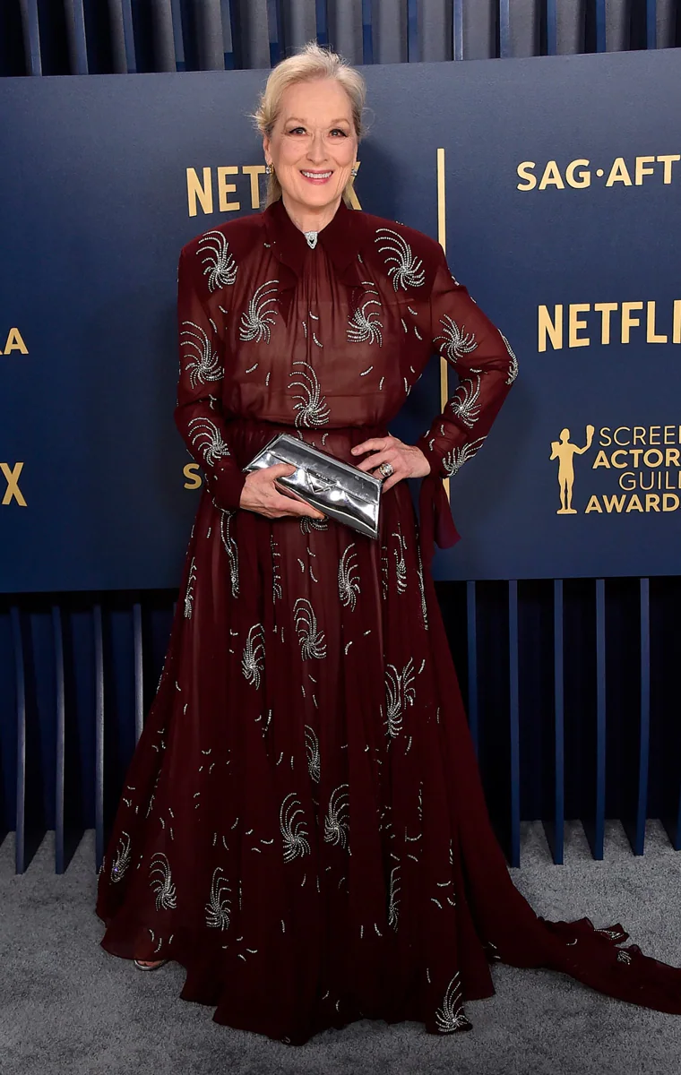 Meryl Streep en los Premios SAG con un vestido de Prada.