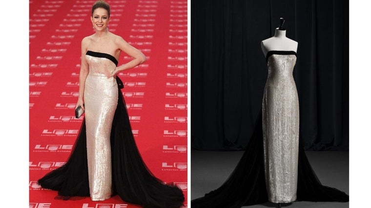 Silvia Abascal con diseño de Caprile en la alfombra roja de los Goya