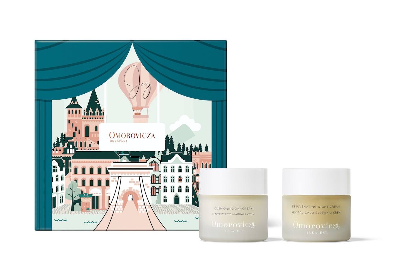 Night & Day Duo de Omorovicza (220 euros). El kit de navidad de esta marca húngara incluye la crema de día Cushioning Day Cream, que ayuda a la producción de colágeno y elastina, restaura la firmeza y fortalece el escudo natural de la piel contra el estrés y las agresiones diarias; y la crema de noche Rejuvenating Moisturizer, el tratamiento más completo para las pieles secas o maduras, que restaura e hidrata durante la noche.