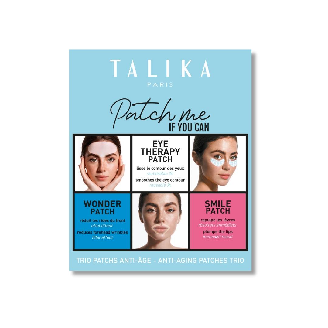 Parche faciales con efecto flash Patch me If you can de Talika (15,65 euros). Este set se belleza incluye un trío de sus mejores parches faciales, diseñados para rellenar, hidratar y revitalizar de forma inmediata y con efecto flash: la frente y el ceño, el contorno de los ojos y los labios.