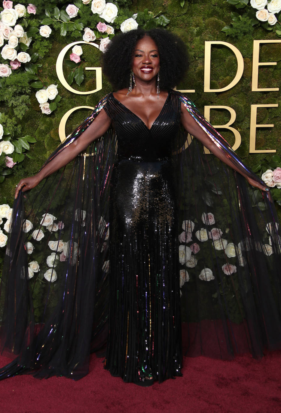 Viola Davis también repitió vestido: un diseño negro de lentejuelas de Gucci que llevó en la gala Lacma 2024. 