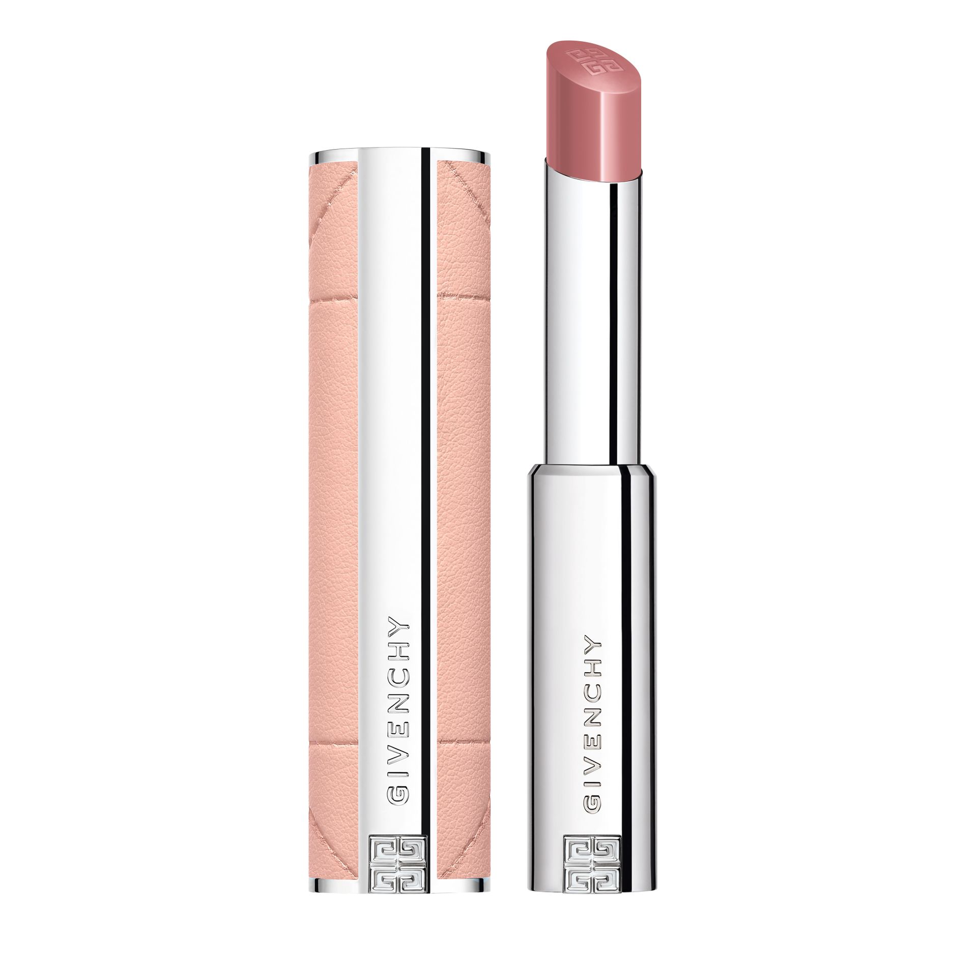 Rose Perfecto Shine Serum Lipstick de Givenchy (44 euros). Su textura combina el maquillaje con el cuidado de la piel, proporcionando un color vibrante, un brillo espejo y una hidratación intensa. Enriquecido con ácido hialurónico y vitamina C, ofrece un efecto rellenador inmediato y confort. Se presenta en 8 tonos, desde nudes hasta vibos como el rojo.