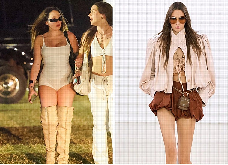 La actriz y cantante Noah Cyrus y desfile de Chloé de primavera-verano 2025.