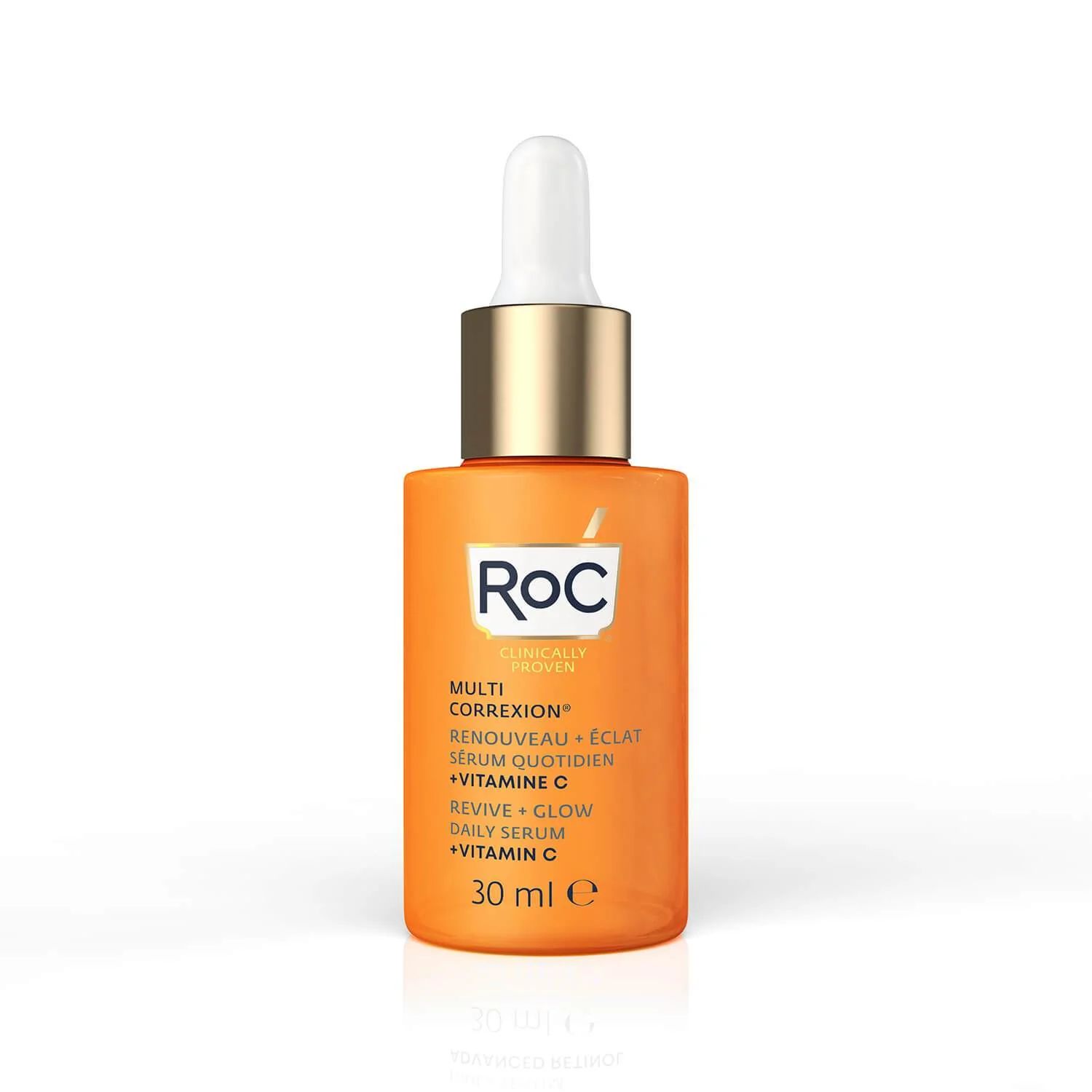 Multi Correxion Revive + Glow Sérum de día de ROC (40,90 euros). Este sérum ilumina y reafirma visiblemente la piel, además de corregir líneas y arrugas. Está formulado con un 10% de Vitamina C activa.