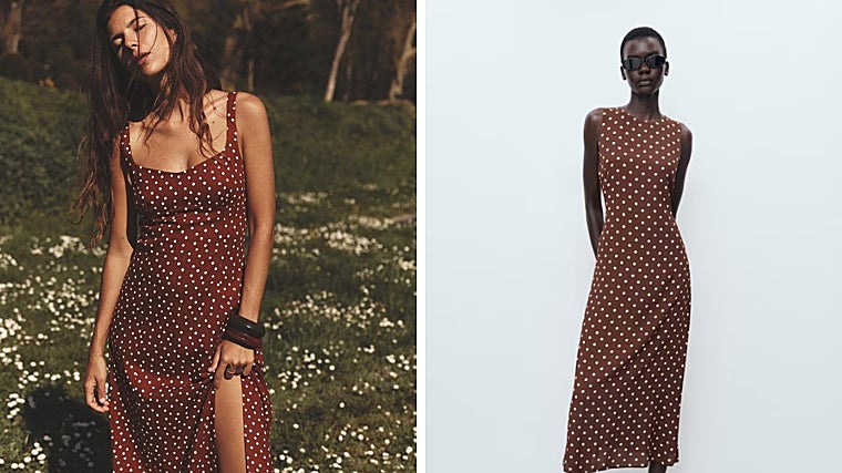 A la izquierda, vestido de Zara (REBAJAS: 19,99 euros) y a la derecha vestido de Mango (29,99 euros)