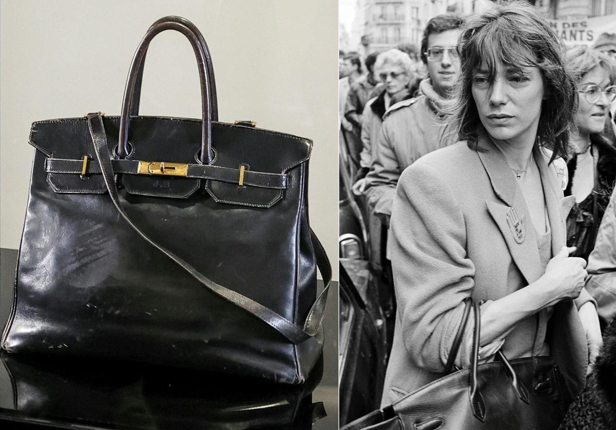 A la izquierda, el primer Birkin de la historia. A la derecha, la actriz con su bolso