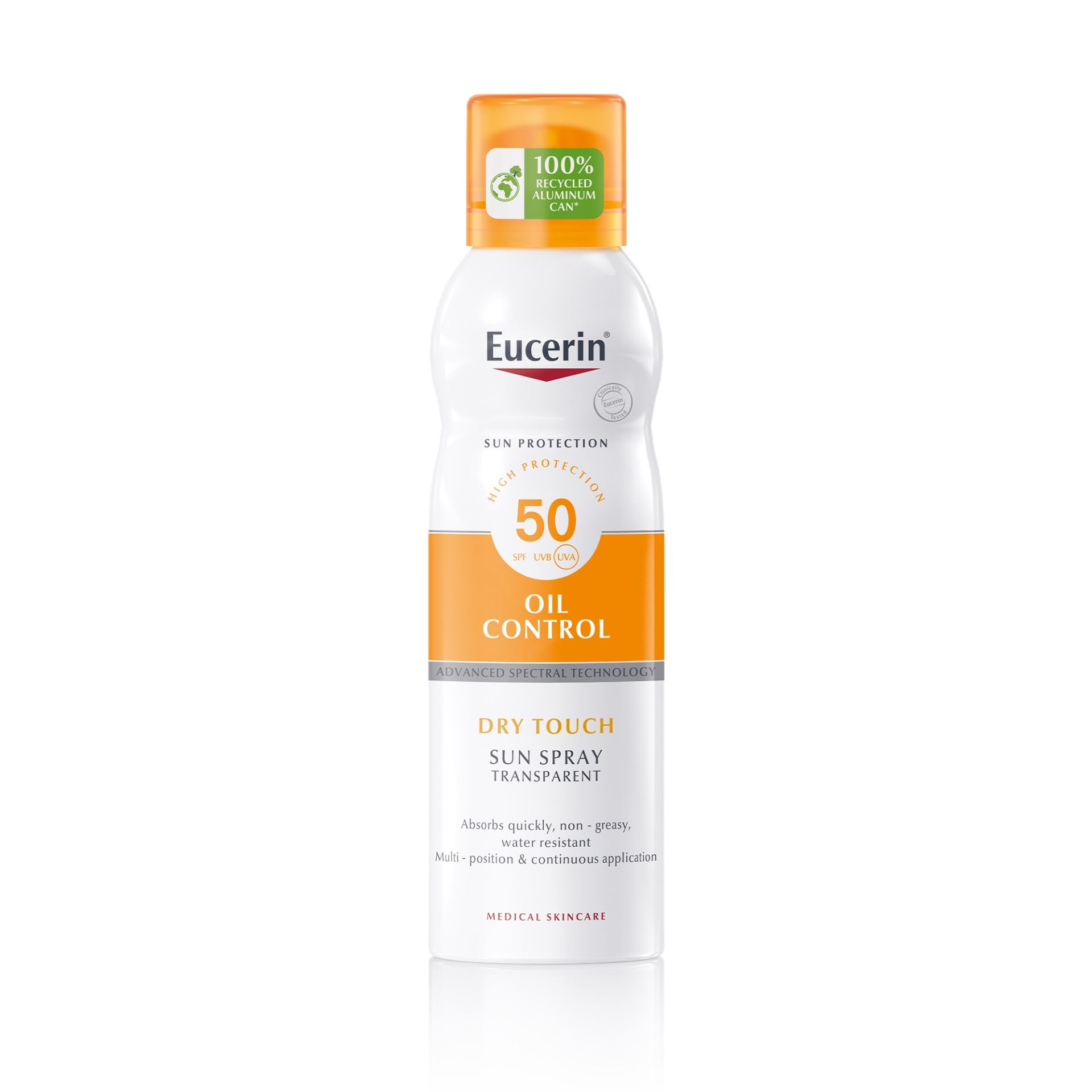 Oil Control Aerosol Spray SPF 50 de Eucerin (18,99 euros). Indicado para piel grasa y con tendencia acneica y zonas corporales con vello, proporciona un efecto refrescante de rápida absorción y sin sensación grasa. Gracias a su difusor se puede llegar hasta zonas de difícil acceso como la espalda y su textura ultraligera y transparente, resulta muy cómoda.