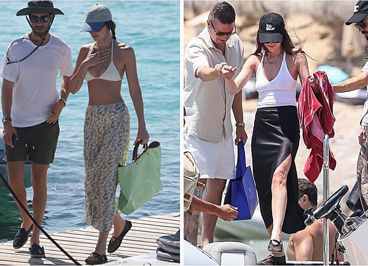 Dakota Johnson en Ibiza con las bailarinas de red de Alaïa