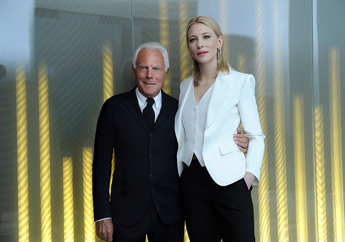 Giorgio Armani y Cate Blanchett, embajadora de Armani Beauty.