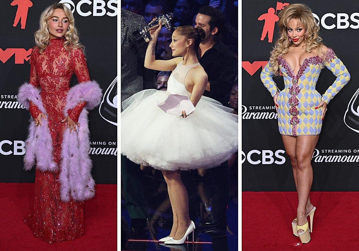 Sabrina Carpenter, Ariana Grande y Doja Cat en los MTV Video Music Awards