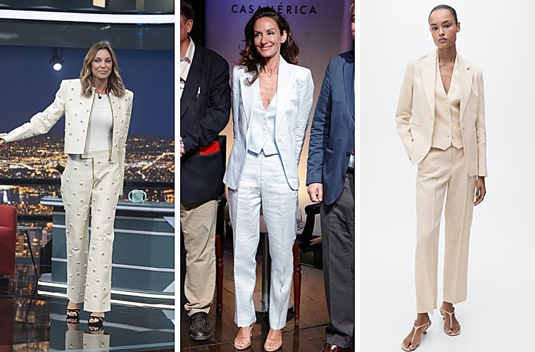 Mar Flores con Marc Giró en el programa Late Xou, Telma Ortiz con su traje tres piezas y look de Mango