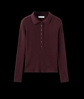 Imagen secundaria 2 - Chaqueta Scpuvest de Scalpers (159 euros); Camisa de organza marrón de The Loom (135 euros) y jersey de canalé con cuello polo Mango (29,99 euros)