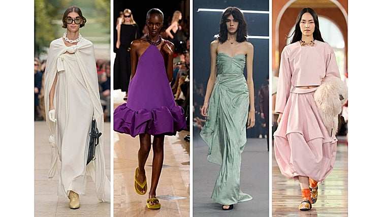 Desfiles primavera-verão 2026 de Céline, Balenciaga, Valentino e Louis Vuitton.