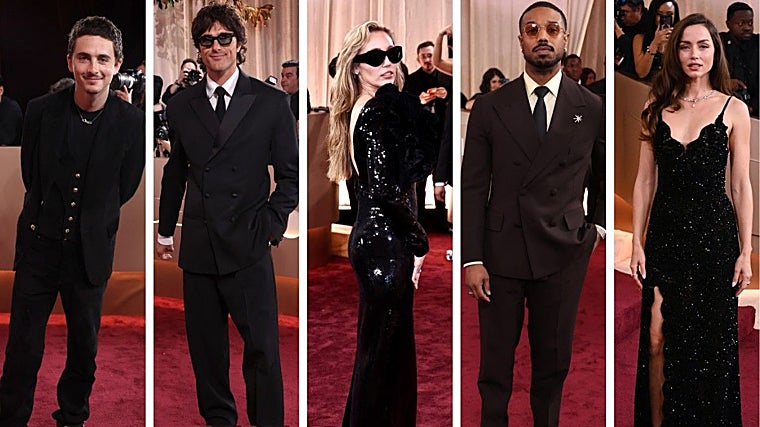 Timothée Chalamet, Jacob Elordi, Miley Cyrus, Michael B. Jordan e Ana de Armas no tapete vermelho da cerimônia de premiação 