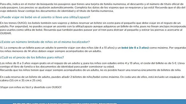 Condiciones de la compañía que aparecen en su página web