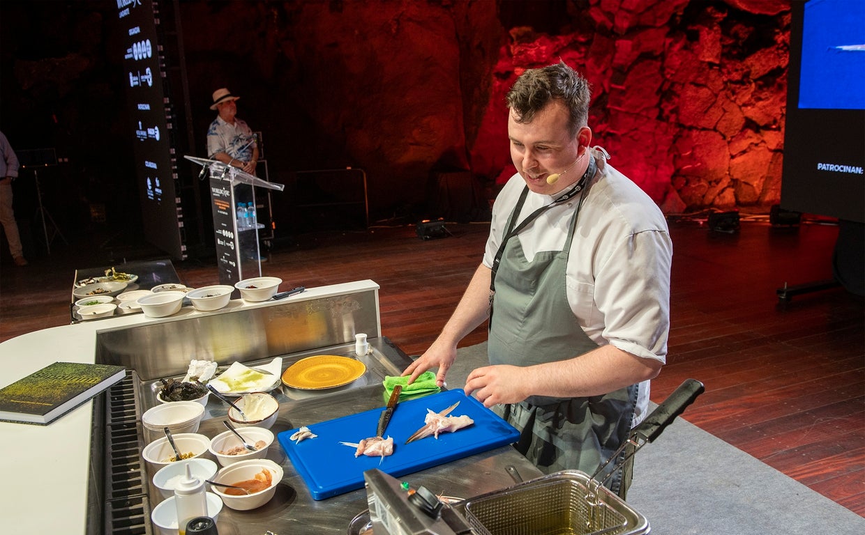 Gísli Matthías, cocinero islandés, durante la reciente edición de Worldcanic en Lanzarote