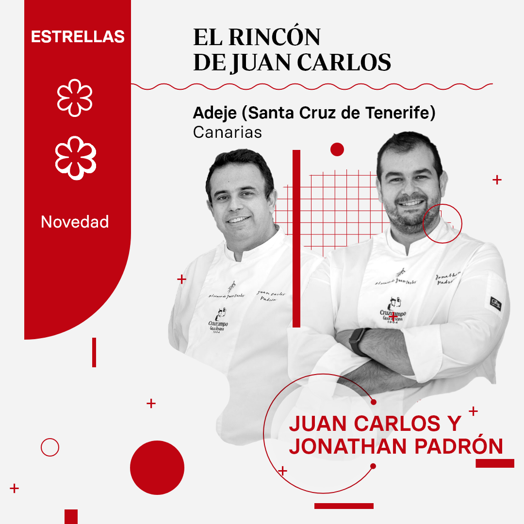 Juan Carlos y Jonathan Padrón reciben el reconocimiento de la segunda estrella Michelin para El rincón de Juan Carlos, en Adeje (Santa Cruz de Tenerife)