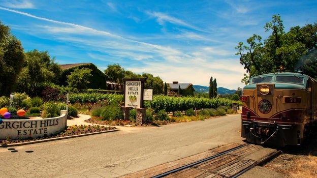 Valle de Napa, en California, con su 'tren del vino'