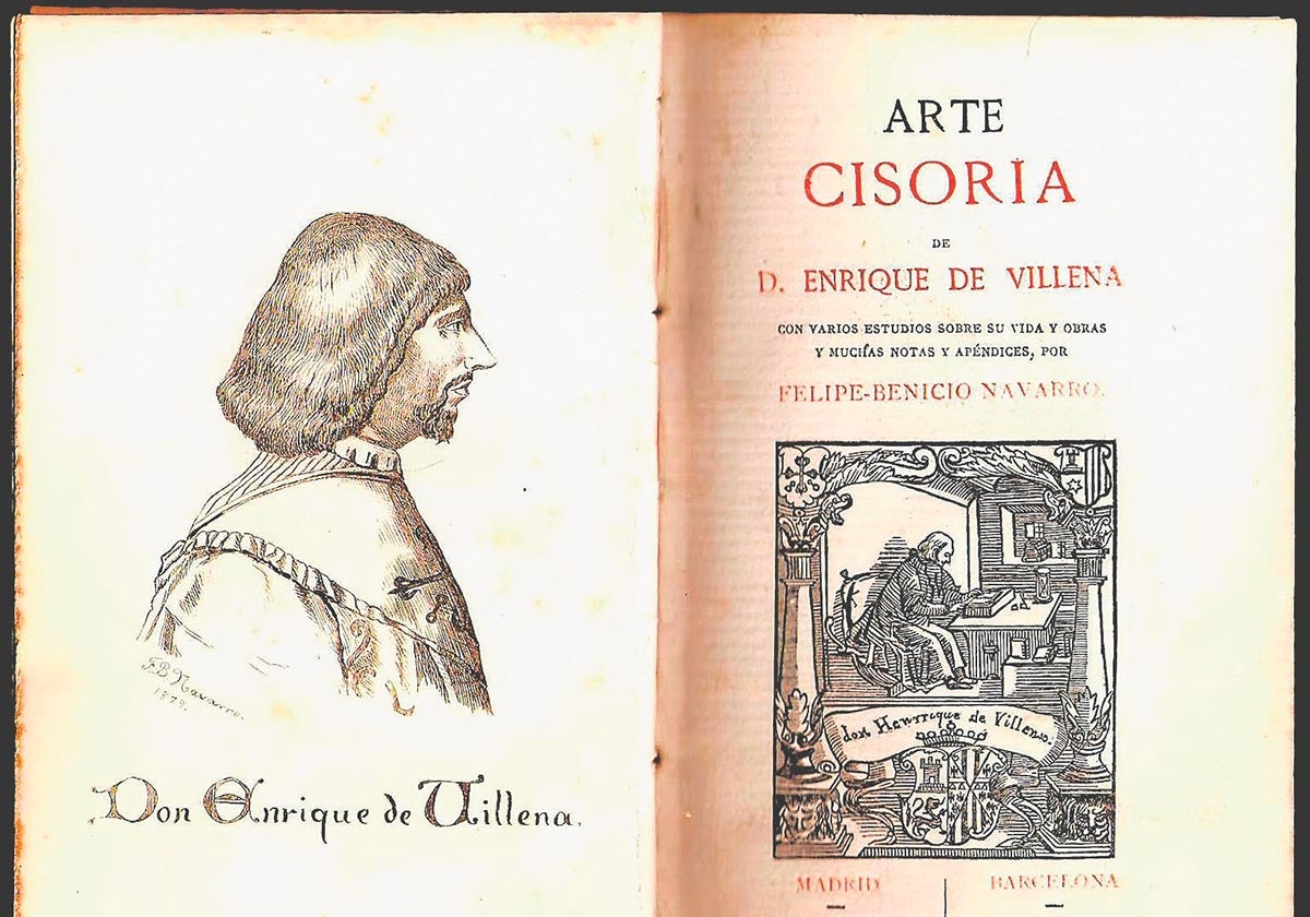 Uno de los ejemplares que se conservan de Arte Cisoria, de Enrique de Aragón