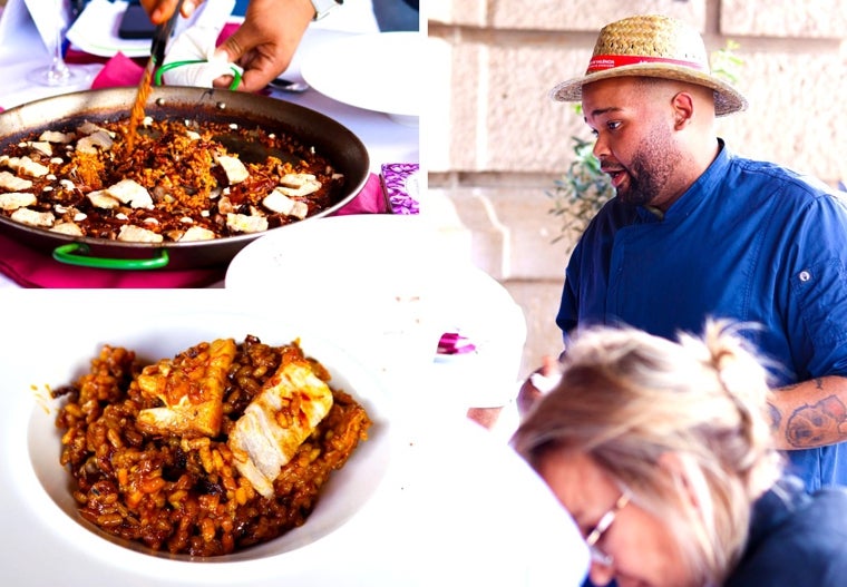 Sobre estas líneas, uno de los arroces participantes, de Rafael Cuello, chef de Moscatel (El Pardo) que presentó su arroz de montaña con panceta a baja temperatura