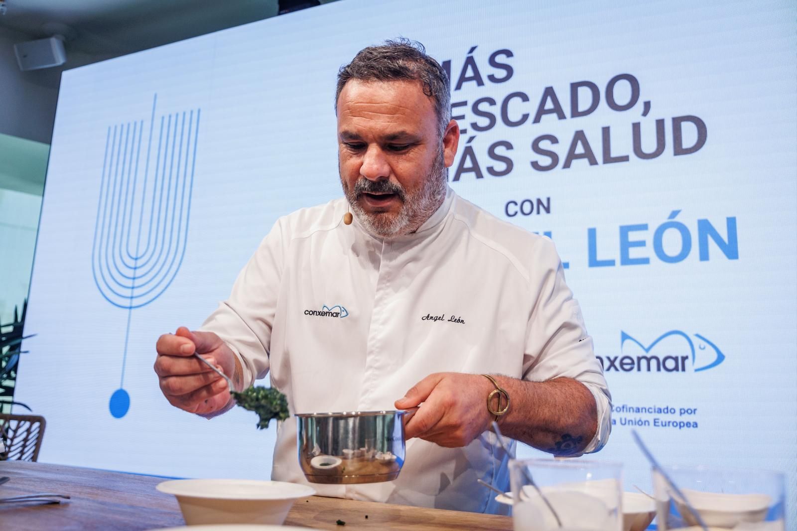 Ángel León, tres estrellas Michelin en Aponiente (Puerto de Santa María, Cádiz), en el encuentro 'Más pescado, más salud' de Conxemar, celebrado en la sede de ABC