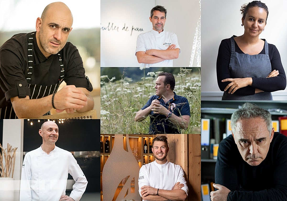 Chefs presentes en Andorra Taste: Luis Alberto Lera, Stéphane Tournié, Javier Olleros, Emmanuel Renault, Maximilian Stock, Zineb Hattan y Ferran Adrià
