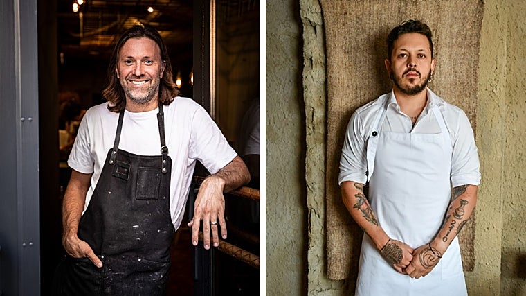 El cocinero sueco Niklas Ekstedt (izquierda) y el colombiano Jeferson García (derecha)