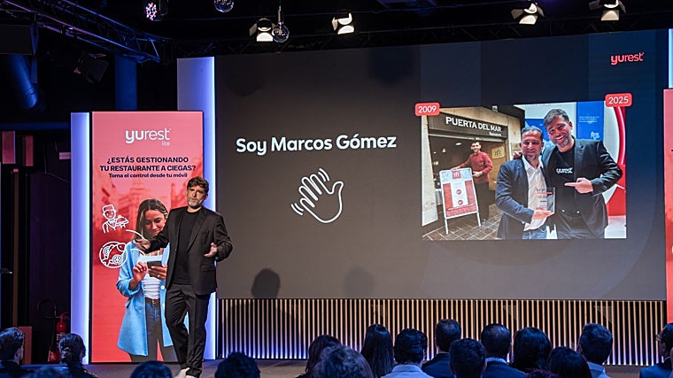 El CEO de Yurest, Marcos Gómez, durante la presentación de la app