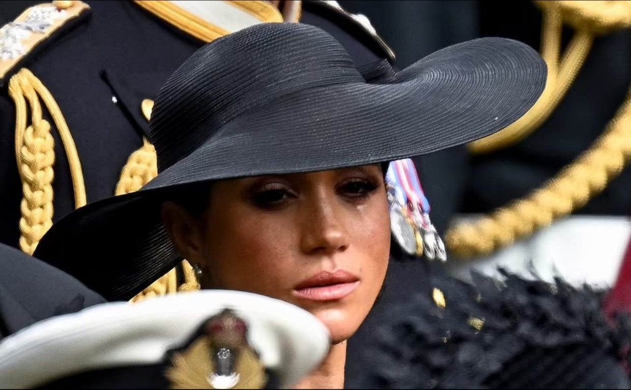 Meghan Markle llorando tras el funeral este lunes