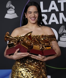 Imagen secundaria 2 - Arriba; Ángela Álvarez. Izquierda; Sebatián Yatra. Derecha; Rosalía