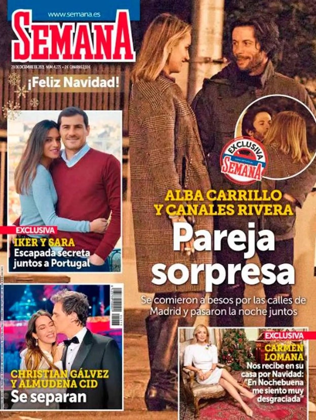 Portada de la revista 'Semana' en la que aparecen Alba Carrillo y José Antonio Canales besándose