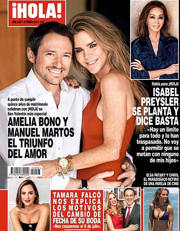 La historia de amor de Amelia Bono y Manuel Martos y la operación de urgencia de Chelo García Cortés: las revistas de esta semana