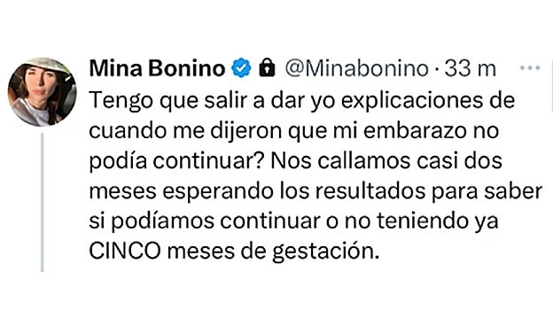 La reacción de Mina Bonino en Twitter