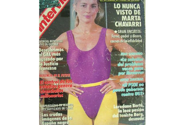 Marta Cháverri protagonizando una portada de la mítica revista 'Interviú'. 