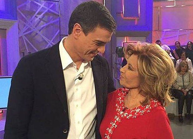 Pedro Sánchez y María Teresa Campos tras su entrevista en 'Qué tiempo tan feliz'