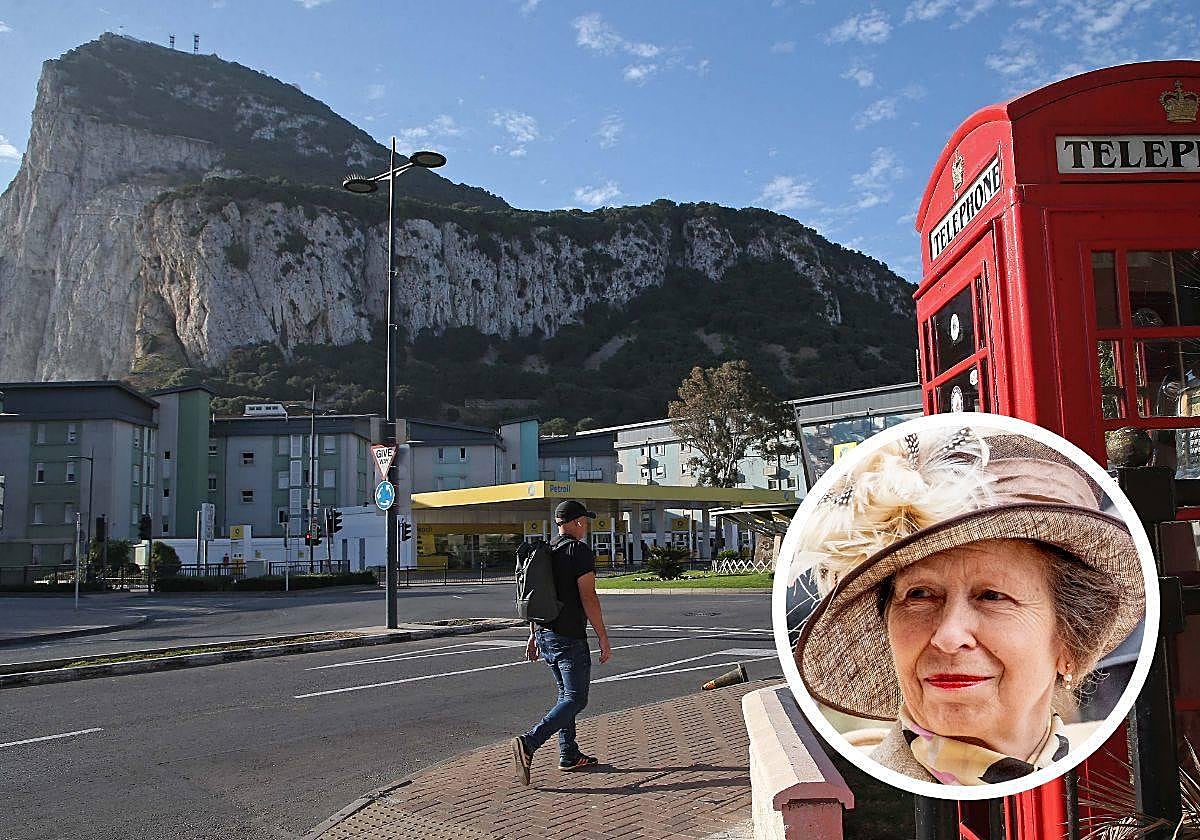 El peñón de Gibraltar y la Princesa Ana de Inglaterra