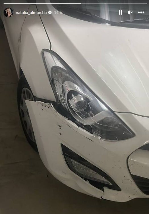 La parte del coche que ha publicado Natalia Almarcha tras el accidente