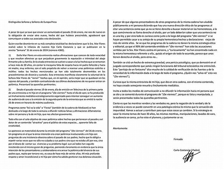 Carlo Costanzia arremete contra Mar Flores tras la explosiva entrevista de su hijo