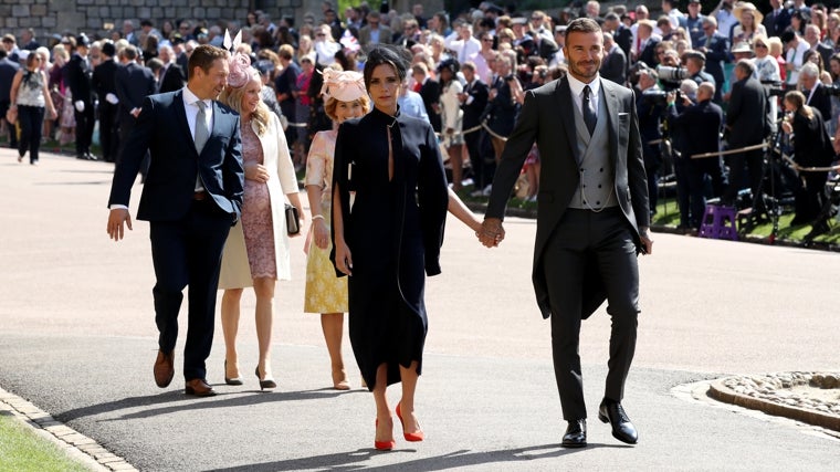 Victoria y David Beckham en la boda de Harry y Meghan