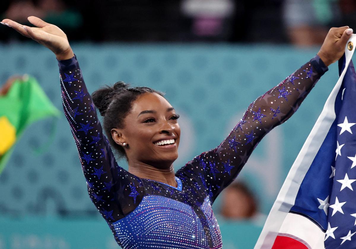 La gimnasta Simone Biles en los Juegos Olímpicos de París 2024