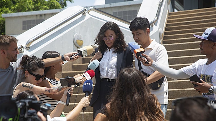 Silvia Bronchalo durante el juicio de su hijo Daniel en Tailandia