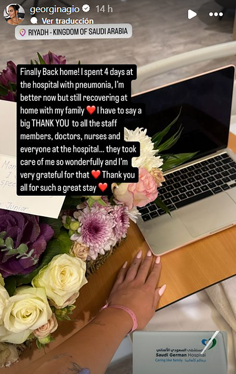 Georgina Rodríguez desvela que estuvo cuatro días ingresada en el hospital