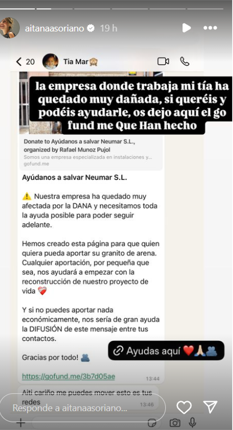 Críticas a la &#039;influencer&#039; Aitana Soriano por pedir donaciones para salvar el negocio familiar afectado por la DANA en Valencia