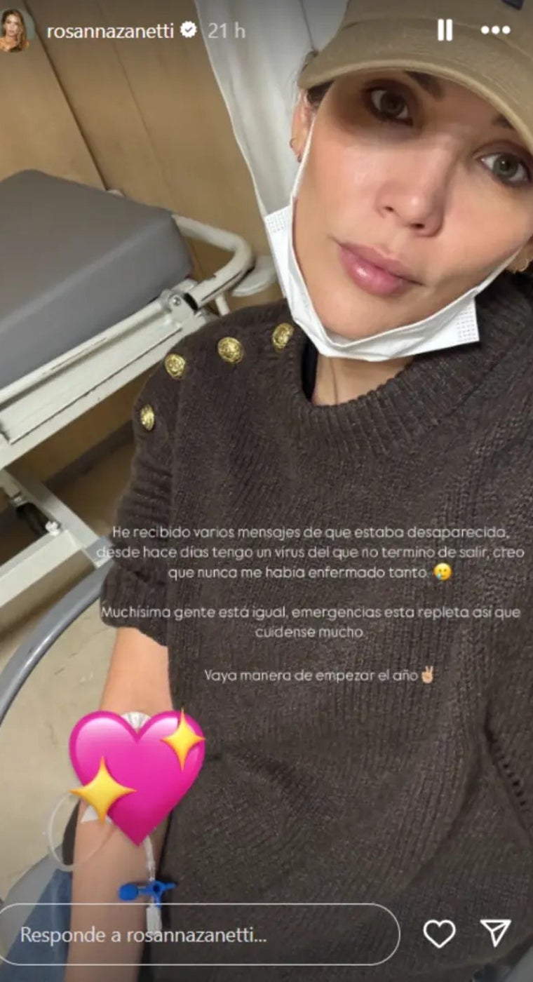 Rosanna Zanetti preocupa tras publicar una foto desde el hospital: «Nunca me había enfermado tanto»