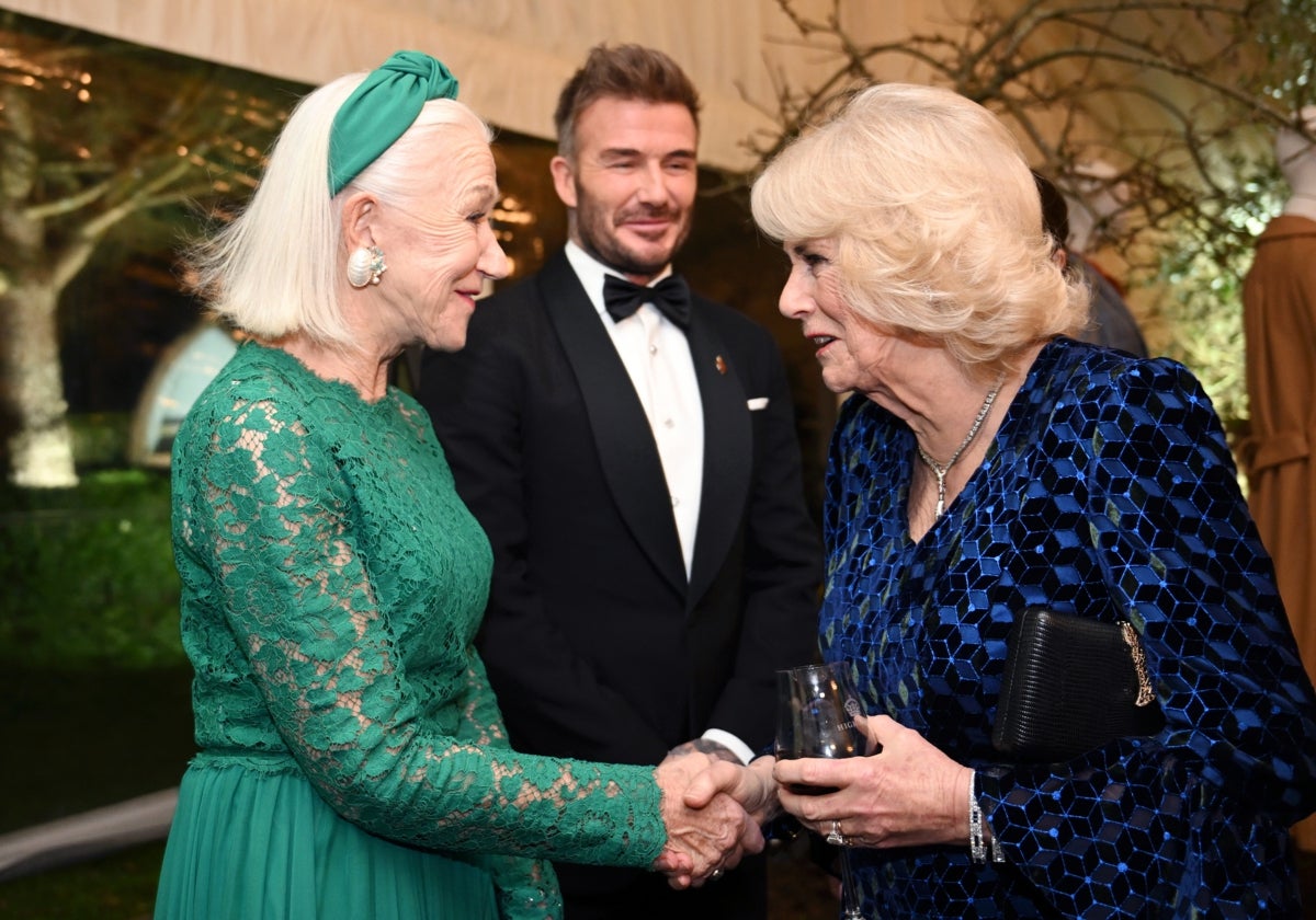 Helen Mirren, David Beckham y la Reina Camila