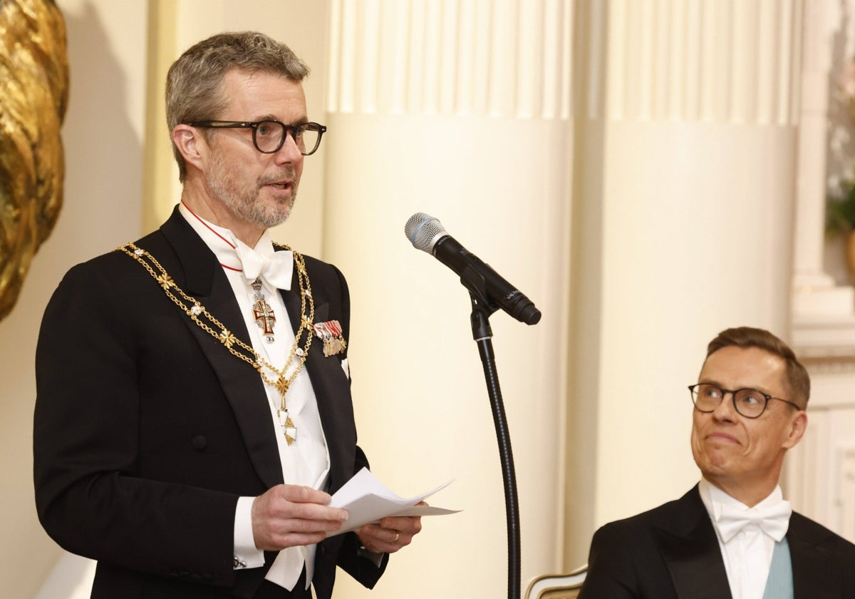 Federico de Dinamarca, durante su polémico discurso en Finlandia.