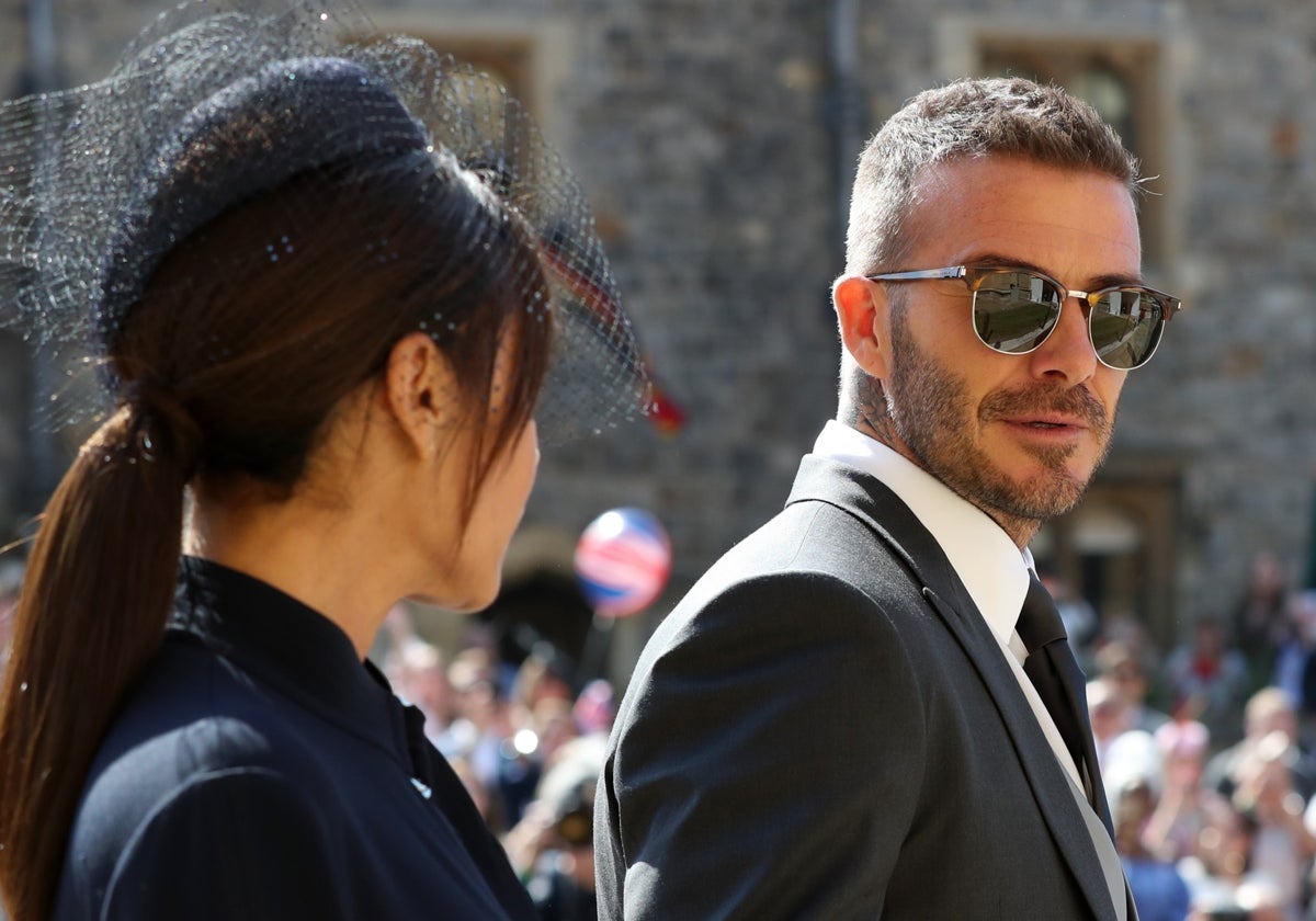 David y Victoria Beckham, en la boda del Príncipe Harry y Meghan Markle.