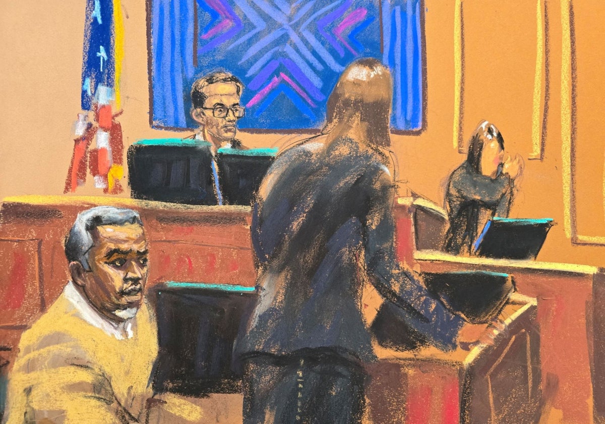 Una de las imágenes difundidas del juicio de Sean 'Diddy' Combs